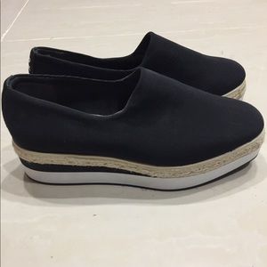 DKNY black/ white platform loafers
